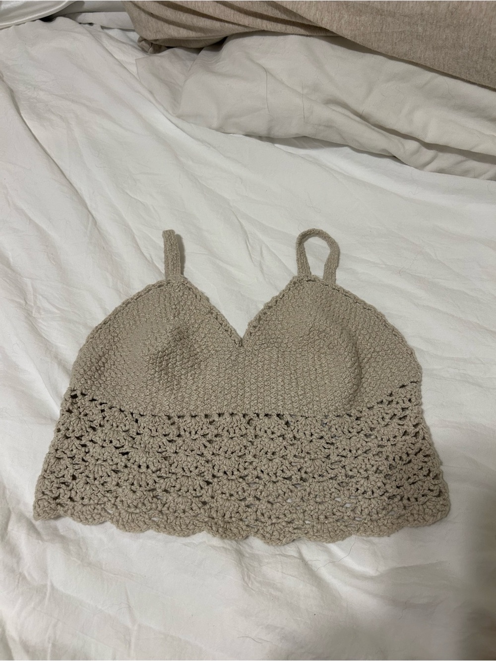Hollister Beige Crochet Bralette Tank Top